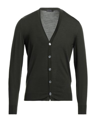 Drumohr Man Cardigan Dark Green Size 42 Super 140s Wool In Green