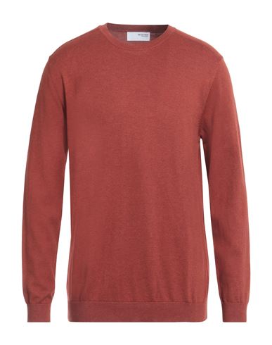 Shop Selected Homme Man Sweater Rust Size Xl Pima Cotton In Red