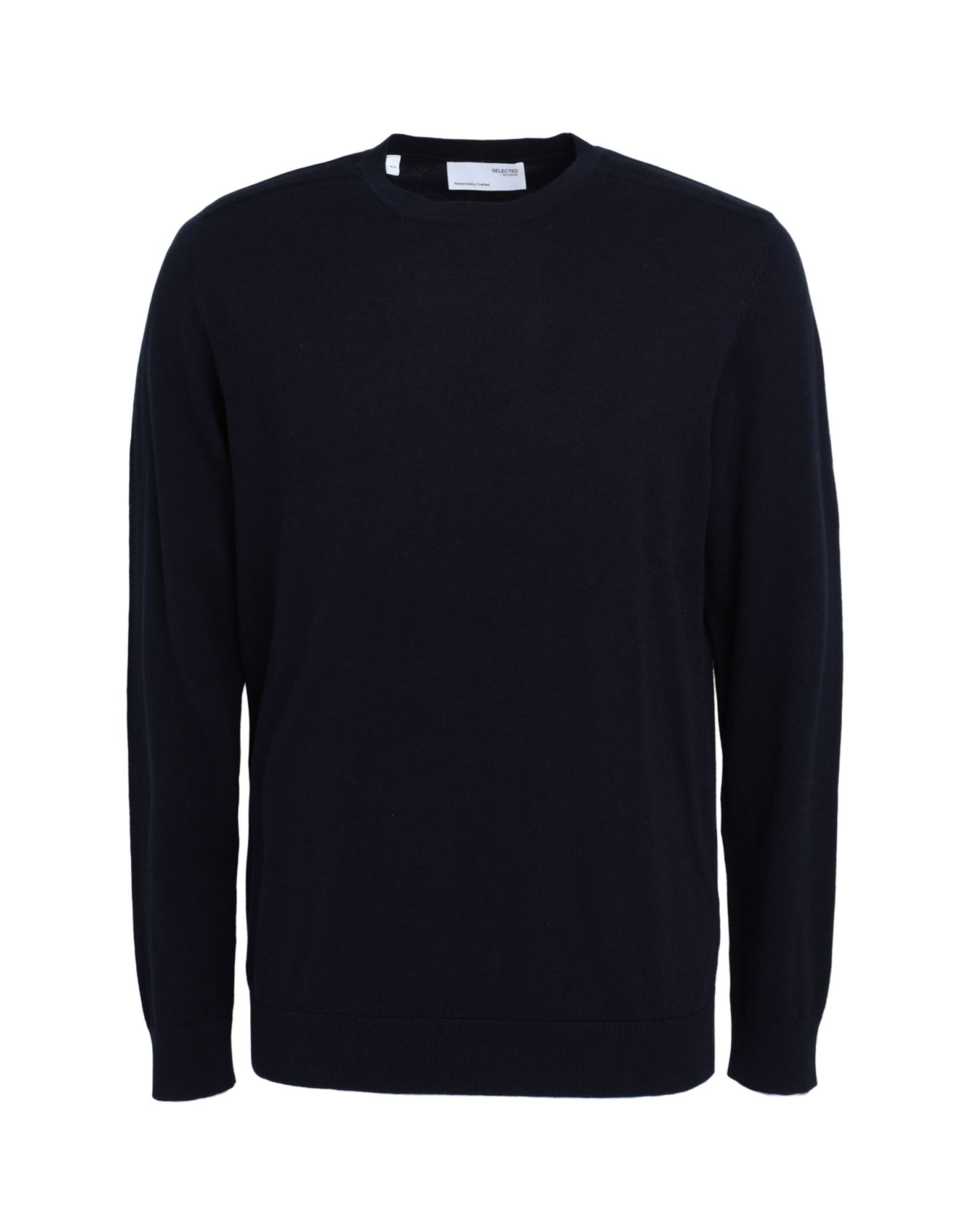 Shop Selected Homme Man Sweater Midnight Blue Size Xxl Pima Cotton