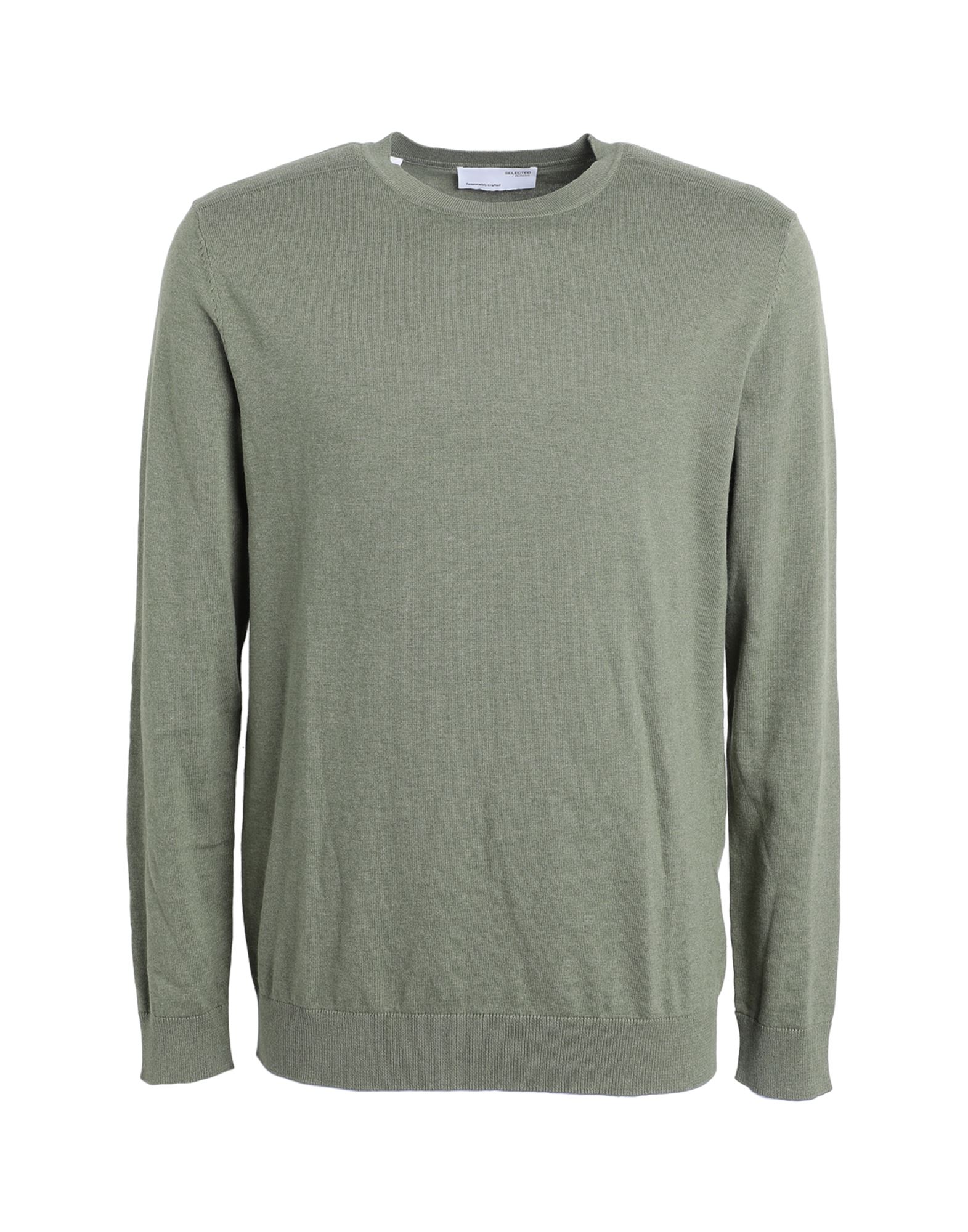 Shop Selected Homme Man Sweater Sage Green Size M Pima Cotton