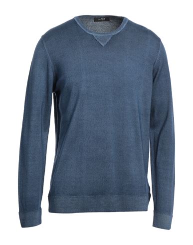 Alpha Studio Man Sweater Navy Blue Size 42 Merino Wool