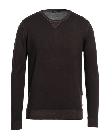 Alpha Studio Man Sweater Cocoa Size 38 Merino Wool In Brown