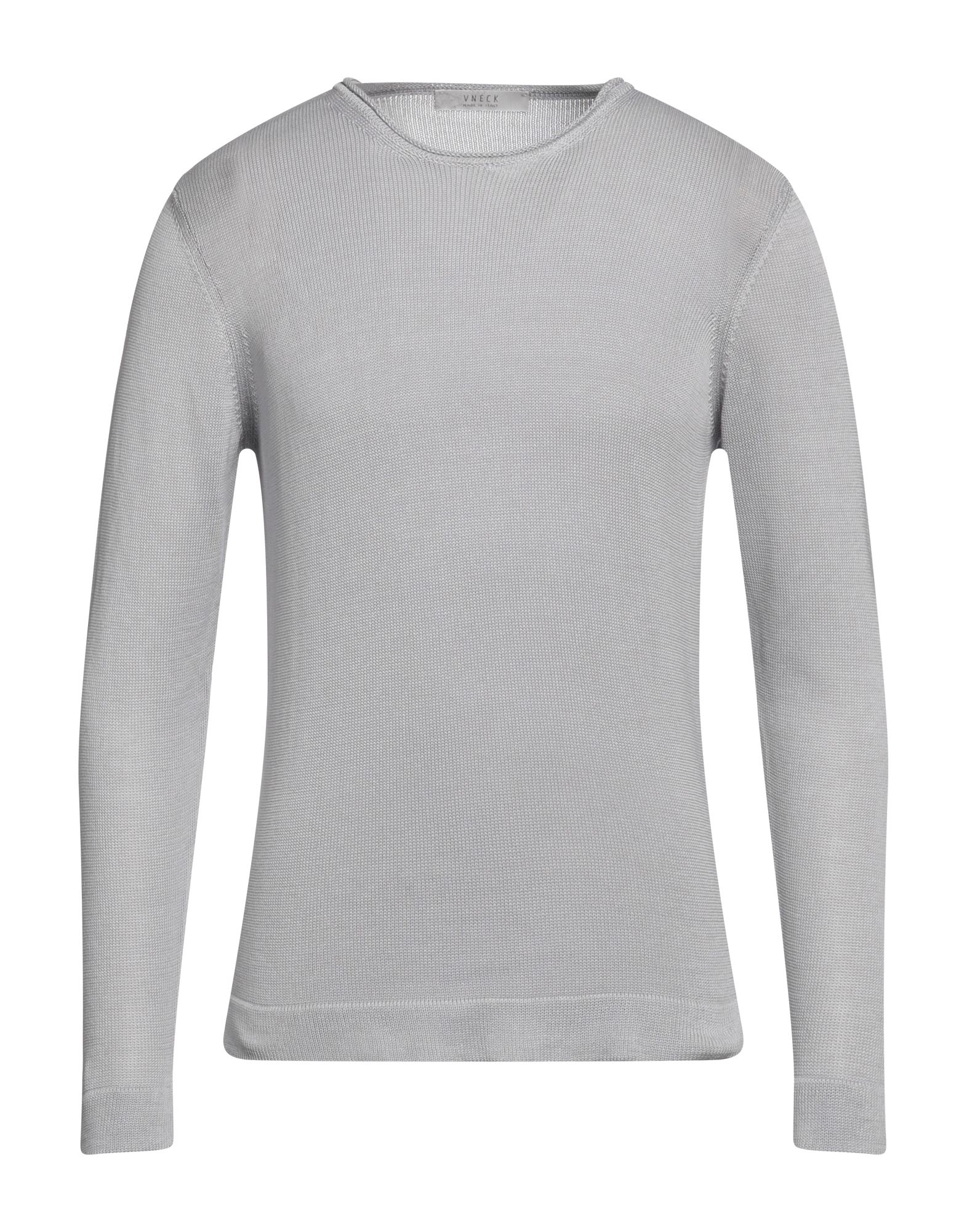 Vneck Man Sweater Light Grey Size 42 Cotton