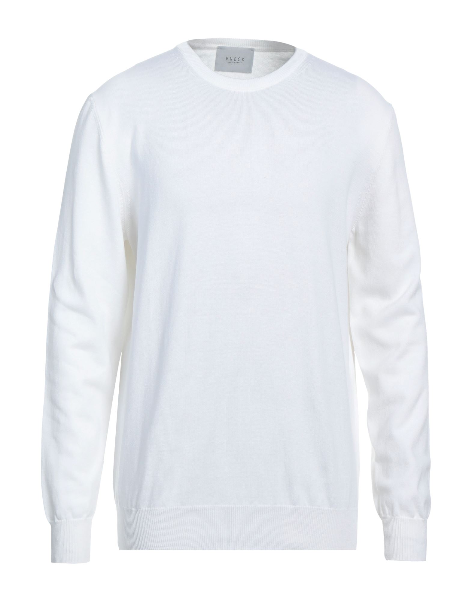 Shop Vneck Man Sweater White Size 46 Cotton