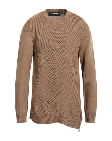 Les Hommes Man Sweater Camel Size Xl Virgin Wool In Beige