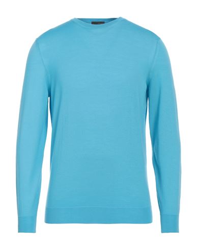 Drumohr Man Sweater Azure Size 46 Merino Wool In Blue