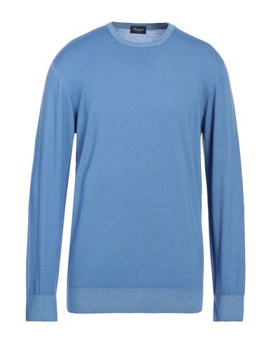 Drumohr Man Sweater Pastel Blue Size 46 Merino Wool