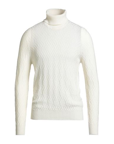Drumohr Man Turtleneck Ivory Size 42 Merino Wool In Neutral