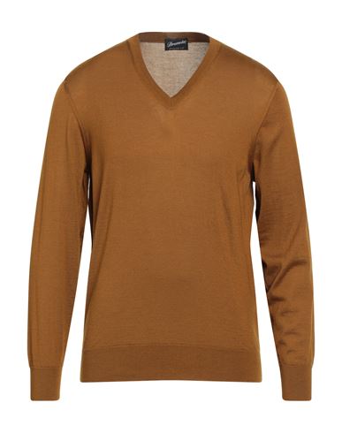 Drumohr Man Sweater Mustard Size 40 Cashmere, Silk In Yellow