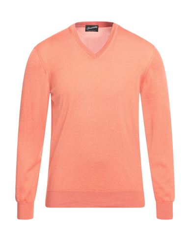 Drumohr Man Sweater Apricot Size 40 Cashmere, Linen, Silk In Orange