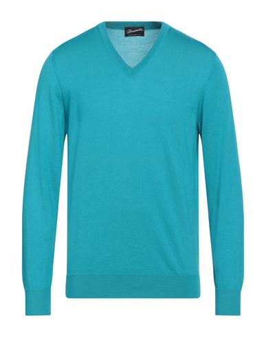 Drumohr Man Sweater Turquoise Size 40 Cashmere, Silk In Blue