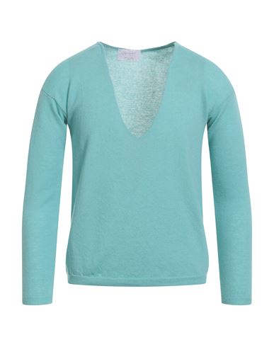 Daniele Fiesoli Man Sweater Turquoise Size 1 Merino Wool, Cashmere In Blue