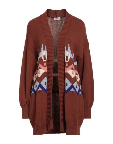 Liu •jo Woman Cardigan Brown Size S Acrylic, Virgin Wool, Polyamide, Viscose, Wool In Brown