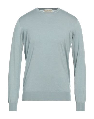 Filippo De Laurentiis Man Sweater Pastel Blue Size 36 Super 140s Wool, Silk, Cashmere