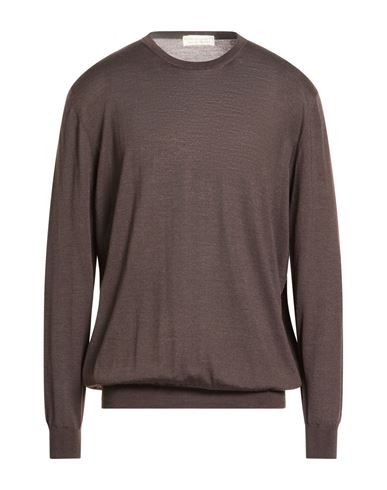 Filippo De Laurentiis Man Sweater Dark Brown Size 50 Super 140s Wool, Silk, Cashmere In Brown