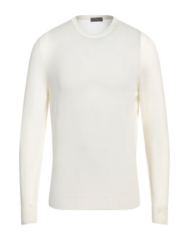 Drumohr Man Sweater Ivory Size 44 Super 140s Wool In White