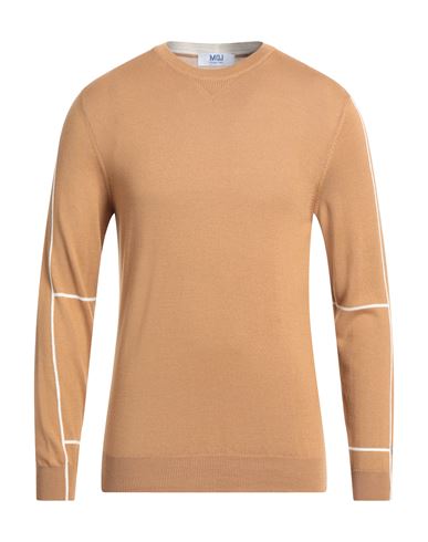 Mqj Man Sweater Camel Size S Wool, Acrylic In Beige