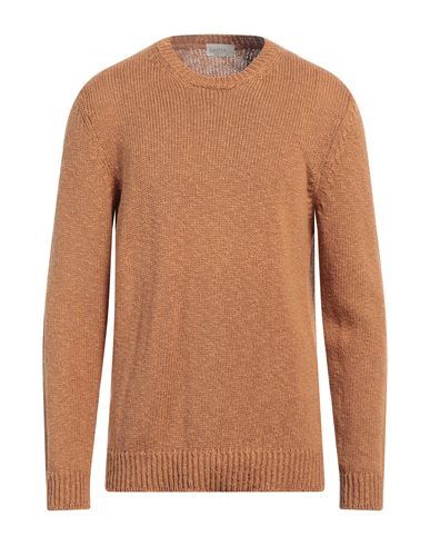 Altea Cotton And Linen Cable Knit Crew-neck Sweater In Beige