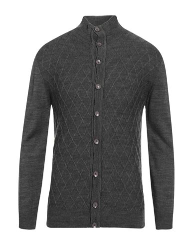 Exte Man Cardigan Lead Size M Wool, Acrylic In Grey