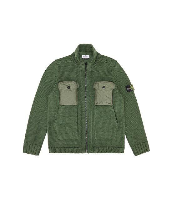 STONE ISLAND JUNIOR 513A4 Tricot Homme Vert olive