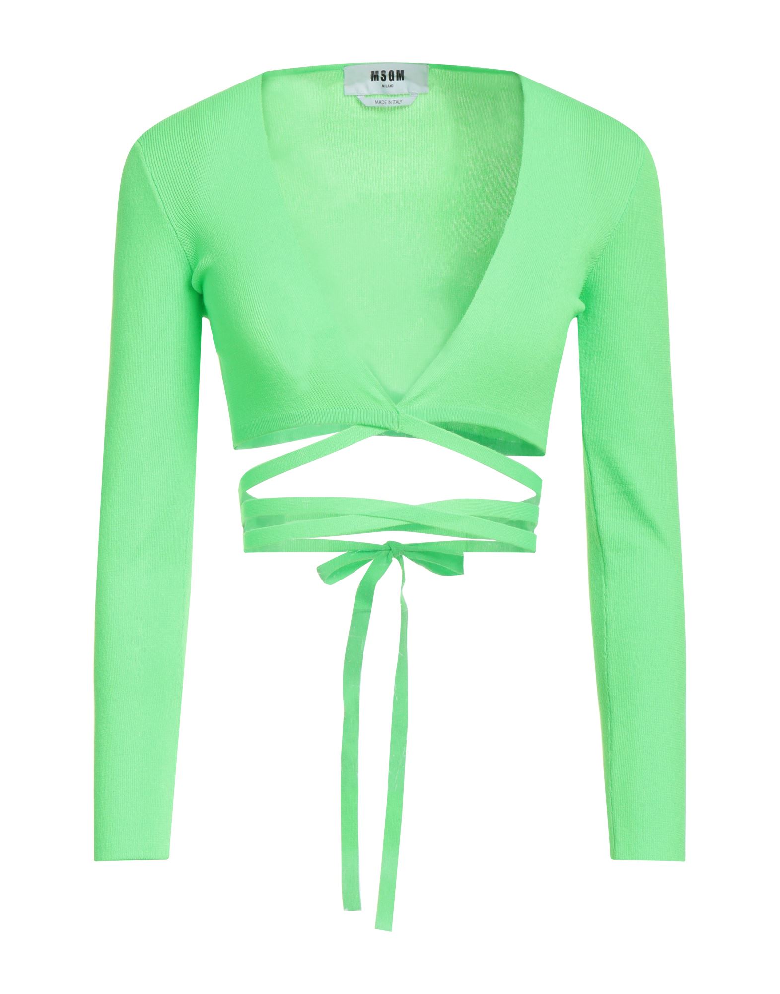 Shop Msgm Woman Wrap Cardigans Green Size L Polyester, Polyamide, Elastane