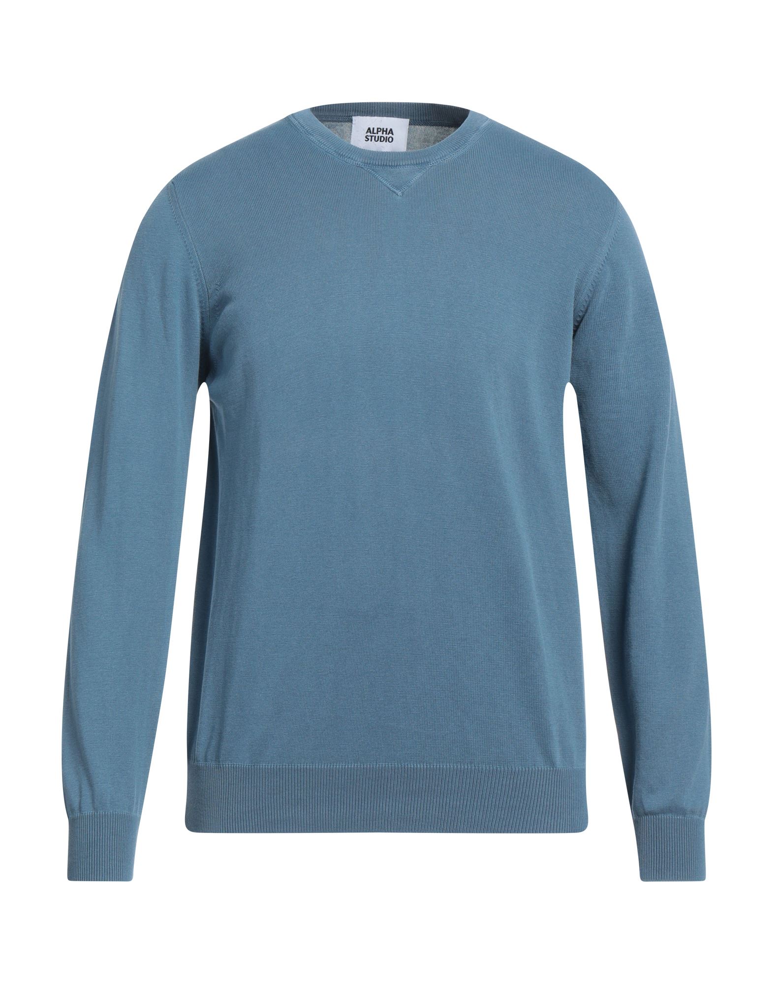 Alpha Studio Man Sweater Slate Blue Size 46 Cotton