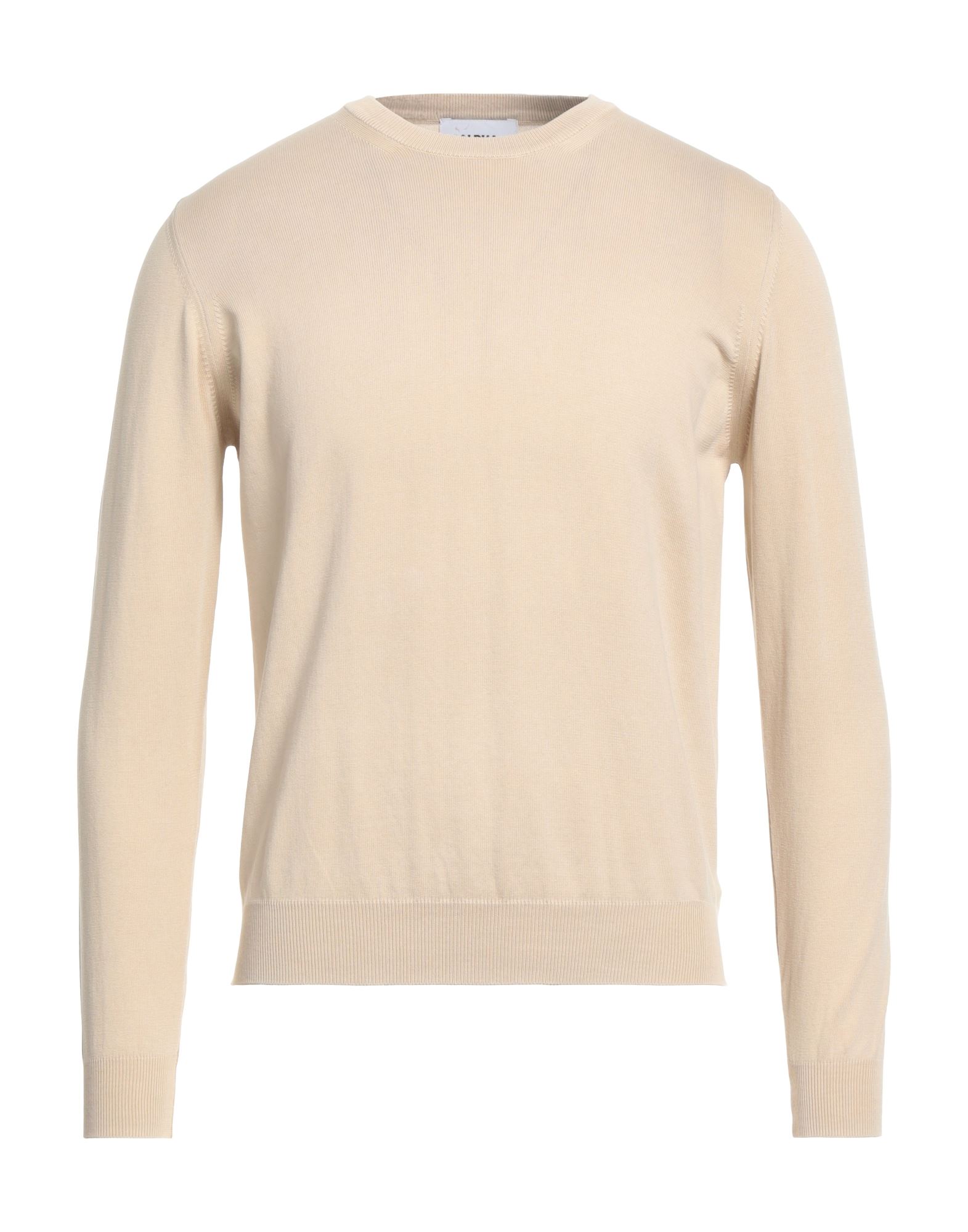 Shop Alpha Studio Man Sweater Sand Size 46 Cotton In Beige