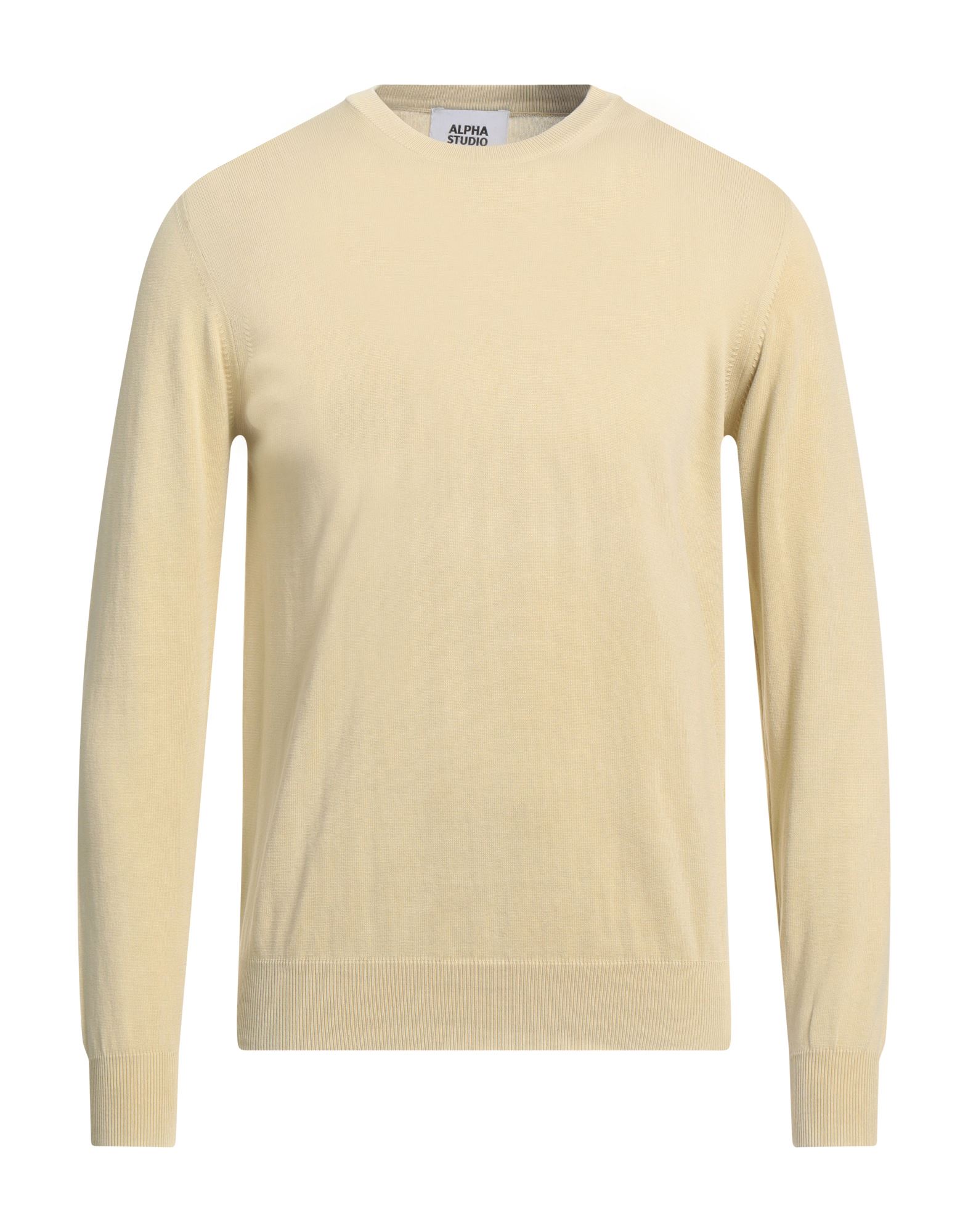 Alpha Studio Man Sweater Light Yellow Size 46 Cotton In Yellow