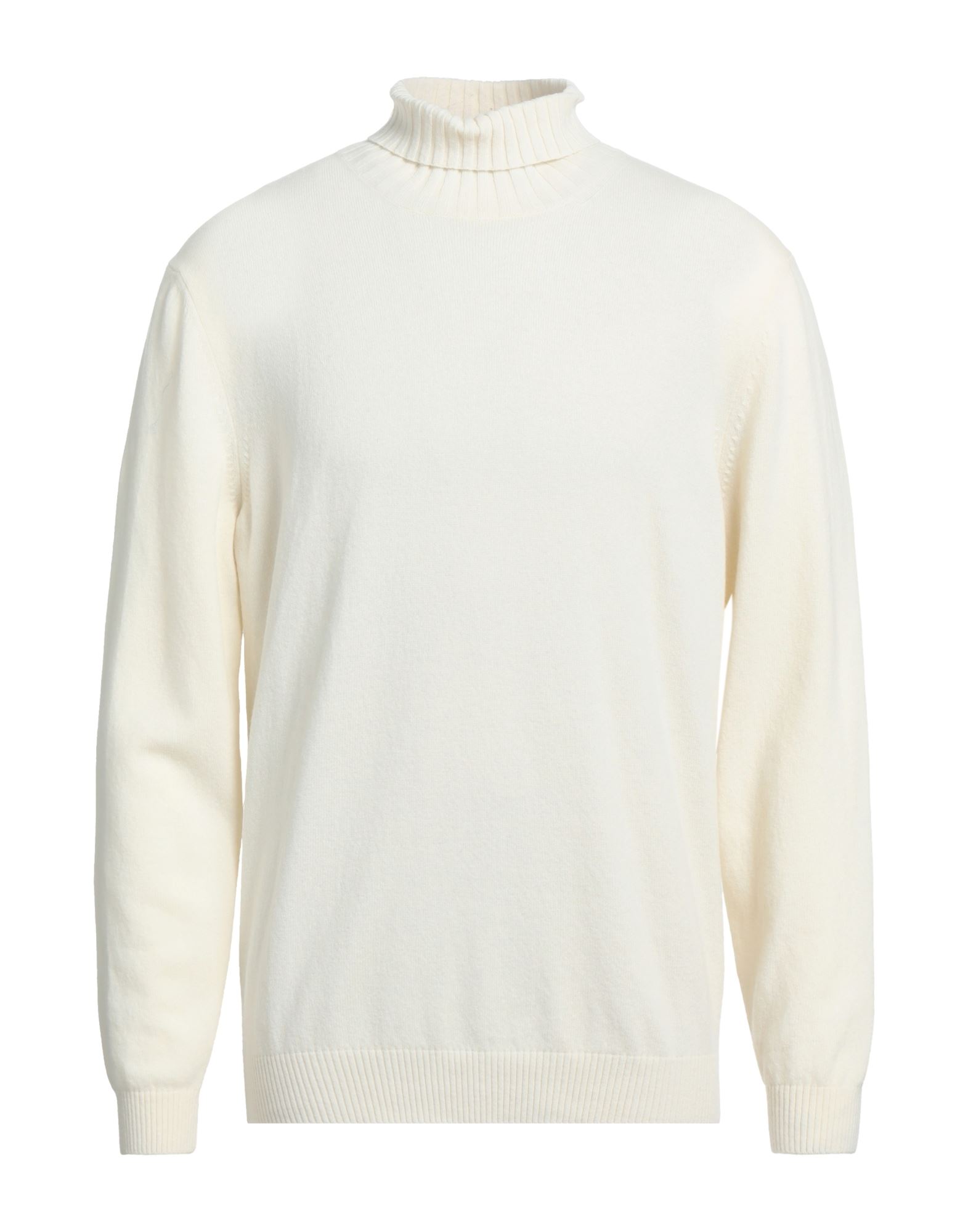 Malo Man Turtleneck Cream Size 48 Virgin Wool In Ivory