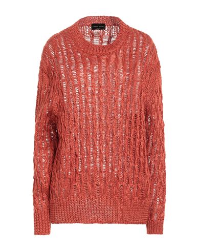 Roberto Collina Woman Sweater Brick Red Size M Linen, Cotton