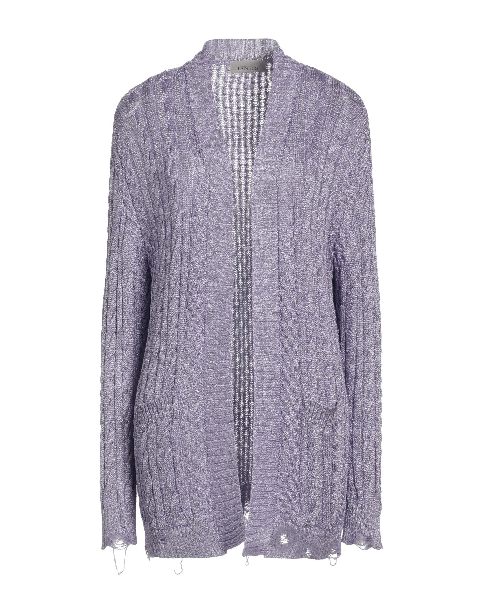 Laneus Metallic Aran-knit Cardigan In Purple