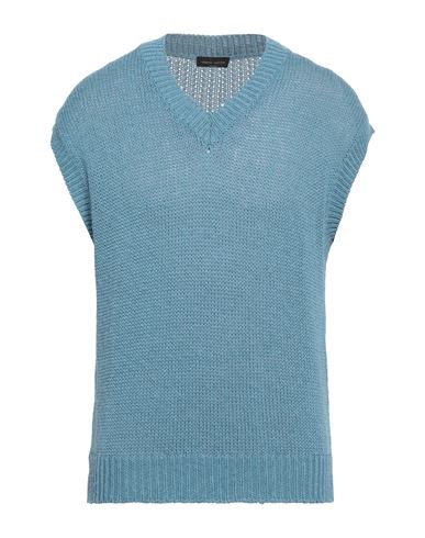 Roberto Collina Man Sweater Pastel Blue Size 42 Cotton, Linen