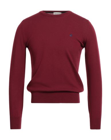 Brooksfield Man Sweater Burgundy Size 36 Virgin Wool In Red