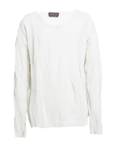 Trussardi Man Sweater Ivory Size L Cotton, Polyamide, Metallic Fiber In White