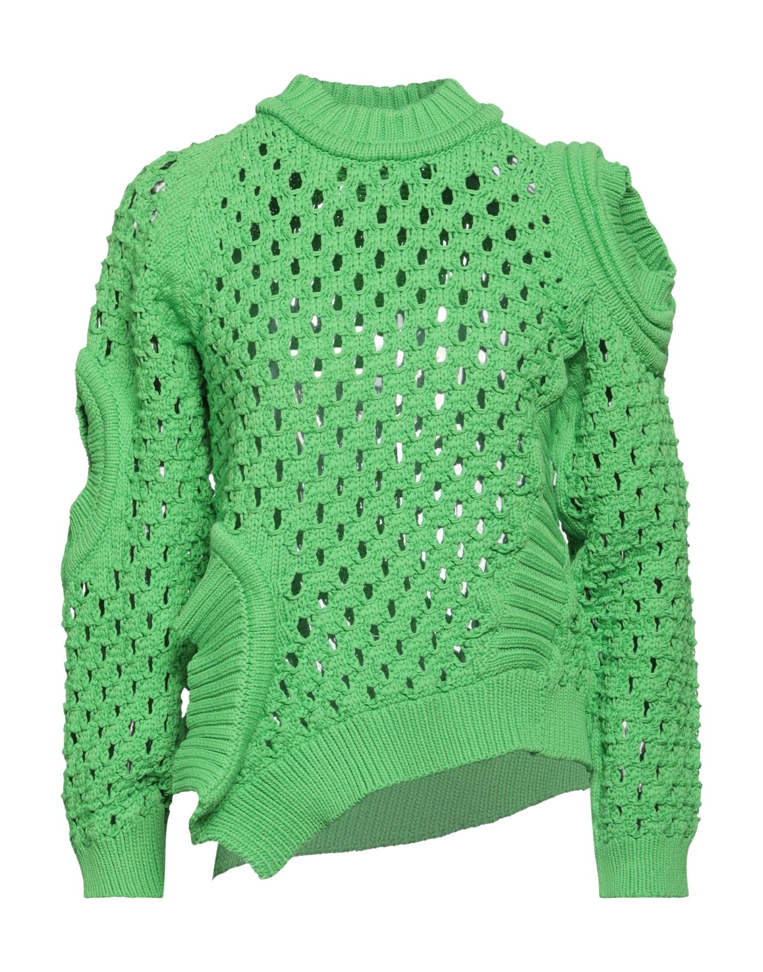 Stella Mccartney Asymmetric Cutout Open-knit Cotton-blend Sweater In Green