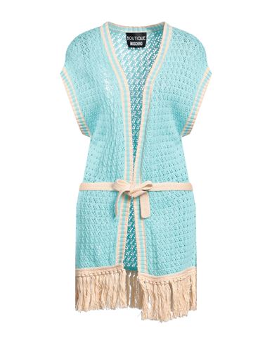 Boutique Moschino Woman Cardigan Turquoise Size 8 Cotton In Blue