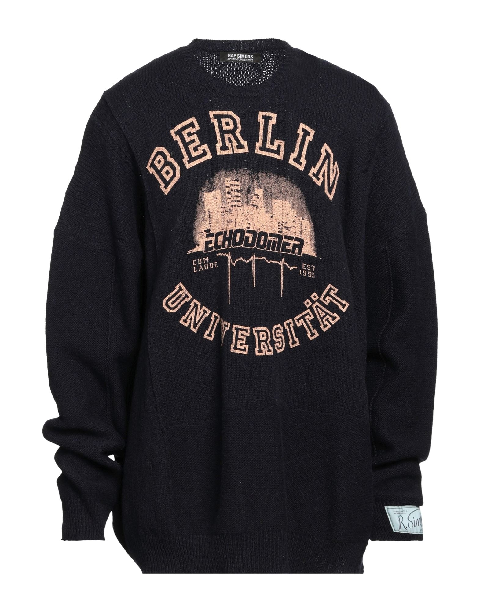 Raf Simons Intarsia-knit Merino Jumper In Blue