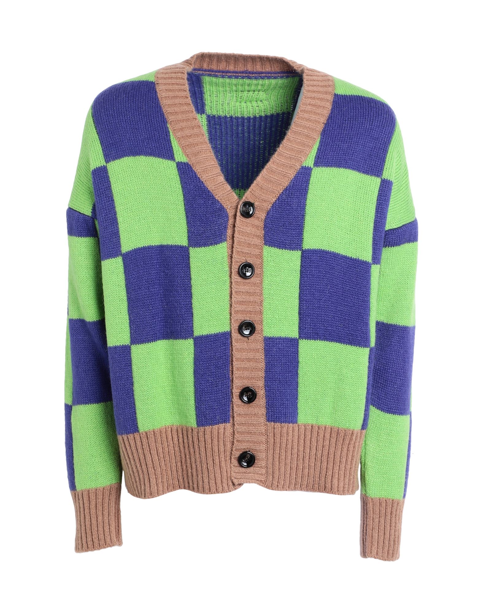 Shop Lc23 Checkered Cardigan Man Cardigan Green Size L Acrylic, Polyamide, Mohair Wool