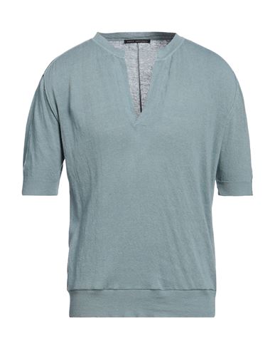 Shop Daniele Alessandrini Man Sweater Pastel Blue Size 36 Linen, Cotton