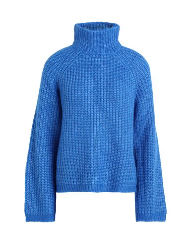 Pieces Woman Turtleneck Blue Size L Acrylic, Recycled Polyester, Nylon