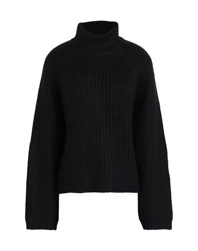 Pieces Woman Turtleneck Black Size L Acrylic, Recycled Polyester, Nylon