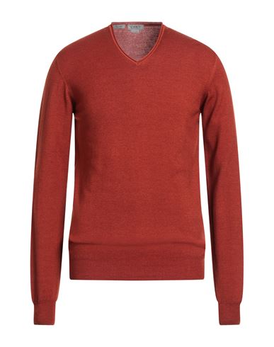 Seventy Venezia Sergio Tegon Man Sweater Rust Size L Virgin Wool, Elastane In Red
