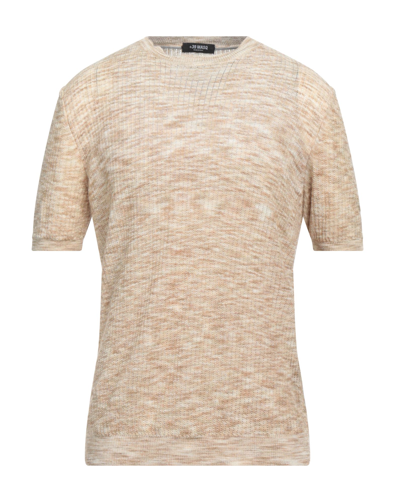 Shop +39 Masq Man Sweater Sand Size S Linen In Beige