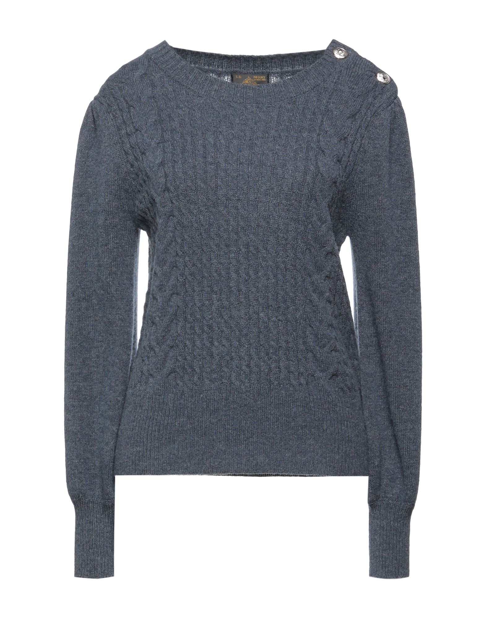 LE MONT ST MICHEL LE MONT ST MICHEL WOMAN SWEATER SLATE BLUE SIZE L LAMBSWOOL, NYLON