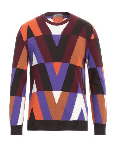 Valentino Garavani Man Sweater Cocoa Size M Cashmere, Virgin Wool In Multi