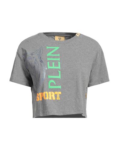 Plein Sport Woman T-shirt Grey Size L Cotton, Elastane