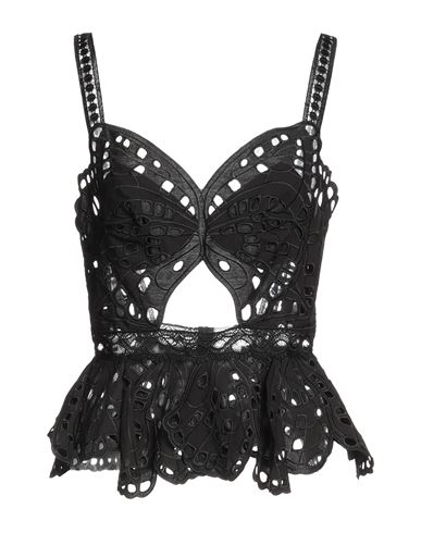 Alberta Ferretti Woman Top Black Size 8 Cotton, Polyester