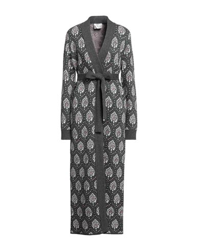 Shop Be Blumarine Woman Cardigan Lead Size 6 Wool, Viscose, Polyamide, Cashmere, Metallic Polyester In Grey