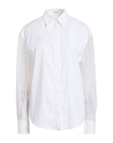 Brunello Cucinelli Woman Shirt Ivory Size L Cotton, Polyamide, Elastane In White