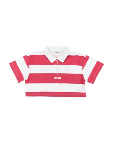 Msgm Teen Logo-embroidered Striped Polo Shirt In Pink